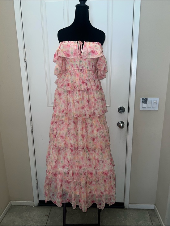 Petal & Pup Dresses & Skirts - Petal & Pup Pink Floral Tiered Off-Shoulder Maxi Dress